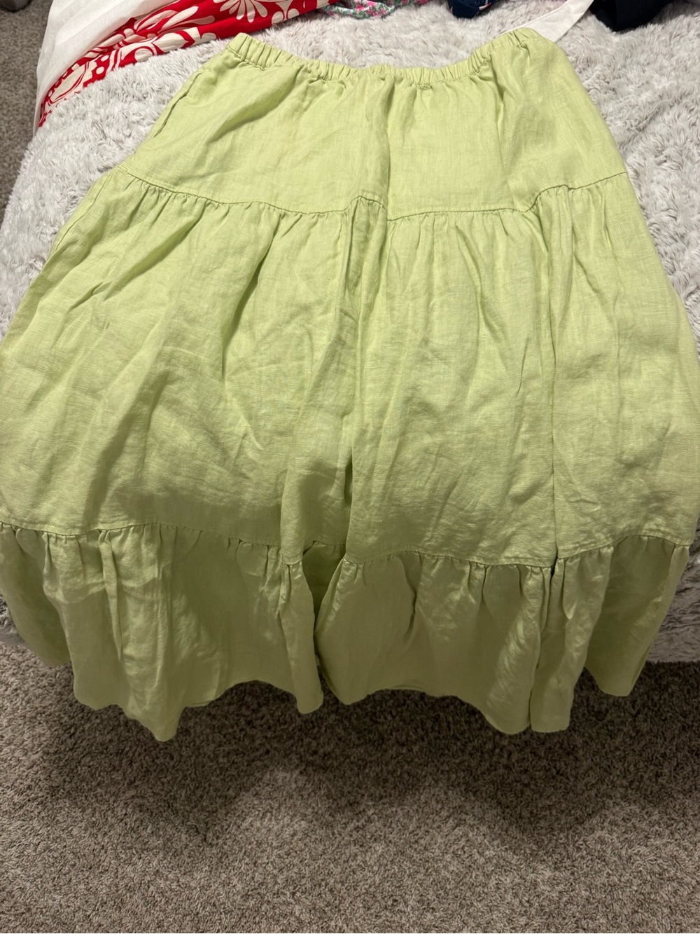 LOFT Light Green Tiered Maxi Skirt